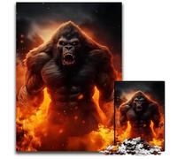 1000Piece Jigsaw Puzzle Angry Evil Gorilla Fire Challenging Puzzles Perfect for Halloween Christmas Birthday Gift 1000 PCS(75x50cm)