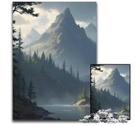 1000Piece Jigsaw Puzzle Anime LoFi Landscape of Misty Mountain Lake Impossible Jigsaw Puzzles for Adults for Home Decor Brain Training 1000 PCS(38x26cm)