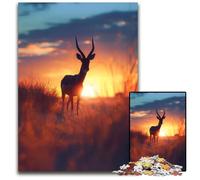 1000Piece Jigsaw Puzzle Antelope Sunset Elegant Impossible Jigsaw Puzzles for Adults Brain Challenge for Teenagers & Home Decor 1000 PCS(75x50cm)