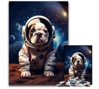 1000Piece Jigsaw Puzzle Astronaut Bulldog PuppyPuzzles for Adults for Teenagers Family Game Night BrainChallenging Gift Idea 1000 PCS(38x26cm)