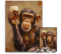 1000Piece Jigsaw Puzzle Beer Drinker Monkey Puzzles for Adults for Teenagers Family Game Night BrainChallenging Gift Idea 1000 PCS(75x50cm)