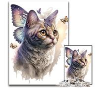 1000Piece Jigsaw Puzzle Butterfly Cat Watercolor14b Puzzles for Adults Birthday Gift Idea Challenging Brain Teaser Game 1000 PCS(38x26cm)