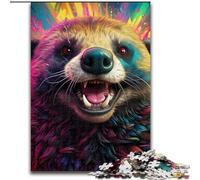 1000Piece Jigsaw Puzzle Colorful Art Honey Badger Impossible Jigsaw Puzzles for Adults Family Bonding Activity, Unique Gift for Holidays & Birthdays (Size 26x38 cm)