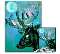 1000Piece Jigsaw Puzzle Stag Under A Full Moon Challenging Puzzles Perfect for Halloween Christmas Birthday Gift 1000 PCS(75x50cm)