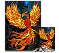 1000Piece Jigsaw Puzzle Stained Glass Phoenix paper Jigsaw for Teenagers Couples And Friends for Birthdays Christmas 1000 PCS(38x26cm)