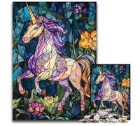 1000Piece Jigsaw Puzzle Stained Glass Unicorn Wooden Jigsaw for Teenagers Couples And Friends for Birthdays Christmas 1000 PCS(75x50cm)