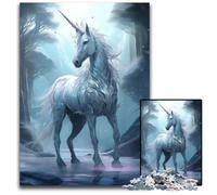 1000Piece Jigsaw Puzzle Unicorn in Ice World Wooden Puzzles for Teenagers Family Fun DIY Brain Teaser Game Gift 1000 PCS(75x50cm)