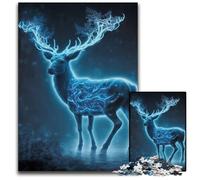 1000Piece Jigsaw Puzzles for Adults Deer Neon Glowing Impossible Jigsaw Puzzles for Adults Challenging DIY Brain Teaser Perfect Family Game Or Decorative Gift 1000 PCS(38x26cm)