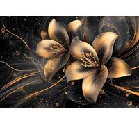 1000piece paper puzzle for children's crafts, suitable for home wall decoration, black and gold lily decoration gift, 38x26cm