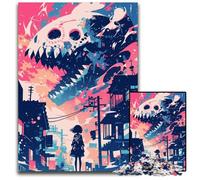 1000Piece Puzzle Anime Girl Facing Monster Impossible Jigsaw Puzzles for Adults Brain Teaser Game Interactive Family Game Suitable for Ages 14 1000 PCS(38x26cm)