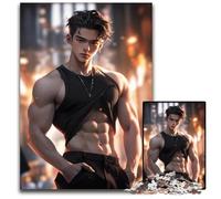 1000Piece Puzzle Cool Handsome Anime Guy Impossible Jigsaw Puzzles for Adults Brain Teaser Game Interactive Family Game Suitable for Ages 14 1000 PCS(75x50cm)