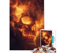 1000piece Puzzle for Teenagers A Mystical Skull Glowing with A Radiant Orange Light Peaceful Focus Building Play Soft Touch Smooth Finish Ideal Present for Art Lovers (Size 38x52cm)