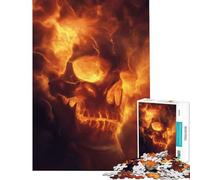 1000piece Puzzle for Teenagers A Mystical Skull Glowing with A Radiant Orange Light Peaceful Focus Building Play Soft Touch Smooth Finish Ideal Present for Art Lovers (Size 50x75cm)