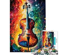 1000piece Puzzle for Teenagers A Violin in Afremov Style Peaceful Focus Building Play Soft Touch Smooth Finish Ideal Present for Art Lovers (Size 50x75cm)