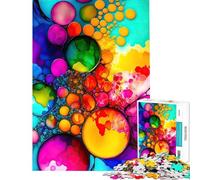 1000piece Puzzle for Teenagers Abstract Alcohol Ink Peaceful Focus Building Play Soft Touch Smooth Finish Ideal Present for Art Lovers (Size 38x52cm)