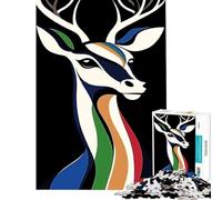 1000piece Puzzle for Teenagers Abstract Deer Portrait Peaceful Focus Building Play Soft Touch Smooth Finish Ideal Present for Art Lovers (Size 38x26cm)