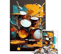 1000piece Puzzle for Teenagers Abstract Drum Set Peaceful Focus Building Play Soft Touch Smooth Finish Ideal Present for Art Lovers (Size 38x52cm)