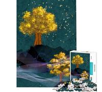 1000piece Puzzle for Teenagers Abstract Gold Trees Nature Peaceful Focus Building Play Soft Touch Smooth Finish Ideal Present for Art Lovers (Size 38x52cm)