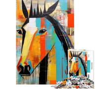 1000piece Puzzle for Teenagers Abstract Horse Portrait Peaceful Focus Building Play Soft Touch Smooth Finish Ideal Present for Art Lovers (Size 38x52cm)