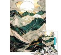 1000piece Puzzle for Teenagers Abstract Mountain Art Peaceful Focus Building Play Soft Touch Smooth Finish Ideal Present for Art Lovers (Size 38x52cm)