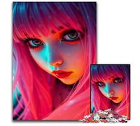 1000Piece Puzzle Pink Hair Anime Girl Portrait Impossible Jigsaw Puzzles for Adults Brain Teaser Game Interactive Family Game Suitable for Ages 14 1000 PCS(75x50cm)