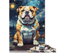 1000Pieces Jigsaw Bulldog Animals Night Sky Square Puzzles for Adults & Wooden Puzzles Home Decoration Puzzle 1000pcs (75x50cm)