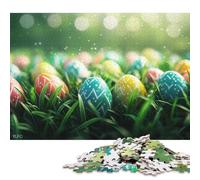 1000Pieces Jigsaw Colorful Easter Eggs in Green Grass Square Puzzles for Adults & Paper Puzzles Home Decoration Puzzle 38x26cm/1000pcs