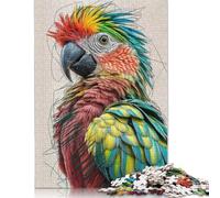 1000Pieces Jigsaw Colorful Parrot Portrait Square Puzzles for Adults & Wooden Puzzles Home Decoration Puzzle 1000pcs (75x50cm)