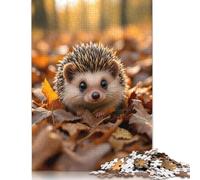 1000Pieces Jigsaw Cute Hedgehog in Autumn Leaves Square Puzzles for Adults & Wooden Puzzles Home Decoration Puzzle 1000pcs (75x50cm)