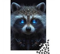 1000Pieces Jigsaw Cyborg Racoon Square Puzzles for Adults & Wooden Puzzles Home Decoration Puzzle 1000pcs (75x50cm)