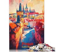 1000Pieces Jigsaw Prague Art Poster Square Puzzles for Adults & Wooden Puzzles Home Decoration Puzzle 1000pcs (75x50cm)