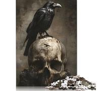 1000Pieces Jigsaw Raven Sitting On Skull Square Puzzles for Adults & Paper Puzzles Home Decoration Puzzle 1000pcs (38x26cm)
