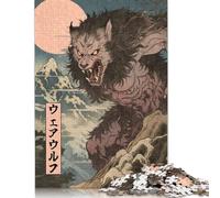 1000Pieces Jigsaw Spooky Werewolf Woodblock Square Puzzles for Adults & Wooden Puzzles Home Decoration Puzzle 1000pcs (75x50cm)