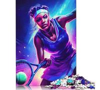 1000Pieces Jigsaw Tennis Women Player in Action Square Puzzles for Adults & Wooden Puzzles Home Decoration Puzzle 1000pcs (75x50cm)