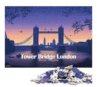 1000Pieces Jigsaw Tower Bridge London at Dusk Square Puzzles for Adults & Wooden Puzzles Home Decoration Puzzle 1000pcs (75x50cm)
