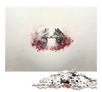 1000Pieces Jigsaw Wolf Couple Watercolor Square Puzzles for Adults & Paper Puzzles Home Decoration Puzzle 38x26cm/1000pcs