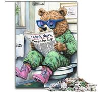 1000Pieces Puzzle Gifts Brown Bear Go Toilet Jigsaw Puzzles 1000Pieces for Adults Family Interaction & Brain Challenge, Family Activity Challenge (Size 26x38 cm)