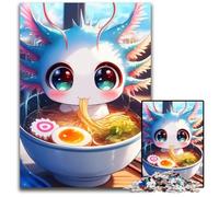 1000Pieces Puzzle Gifts Cute Axoloti Eating Ramen Challenging Puzzles Ideal for Lover Perfect Christmas New Year Valentine's Gift 1000 PCS(38x26cm)