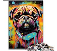 1000Pieces Puzzle Gifts Graffiti Painting Pug Jigsaw Puzzles 1000Pieces for Adults Family Interaction & Brain Challenge, Family Activity Challenge (Size 50x75 cm)