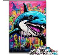 1000Pieces Puzzle Gifts Graffiti Painting Whale Difficult Puzzles for Adults Ideal for Home & Office Decor, for Birthday (Size 50x75 cm)