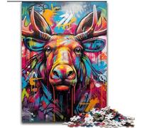 1000Pieces Puzzle Gifts Moose Graffiti 1000Piece Jigsaw Puzzles for Adults for Home Decor, Family Fun, Ages 14+ (Size 50x75 cm)
