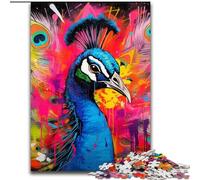 1000Pieces Puzzle Gifts Peacock Graffiti Painting Difficult Puzzles for Adults Ideal for Home & Office Decor, for Birthday (Size 26x38 cm)