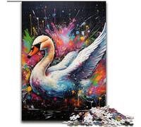 1000Pieces Puzzle Gifts Swan Graffiti Painting Puzzles for 1000Piece for Family & Friends, Brain-Teasing Challenge (Size 50x75 cm)