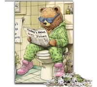 1000Pieces Puzzles for Adults Brown Bear Go Toilet Puzzle 1000Pieces Jigsaw Challenging & Entertaining, Family Activity (Size 26x38 cm)