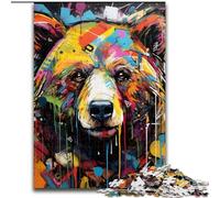 1000Pieces Puzzles for Adults Brown Bear Graffiti Jigsaw Puzzles Family Activity Game for Teenagers, Challenging Brain Teaser (Size 26x38 cm)