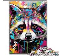 1000Pieces Puzzles for Adults Raccoon Graffiti Puzzle 1000Pieces Jigsaw Challenging & Entertaining, Family Activity (Size 26x38 cm)
