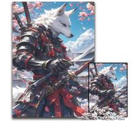 1000Pieces Puzzles for Adults Wolf Samurai Under Sakura Wooden Jigsaw Puzzles for Adults Creative Family Game Home Decor for Teenagers 1000 PCS(75x50cm)