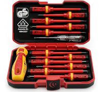1000V Insulated Electrician Screwdriver Set - 13-Piece Professional Electrical Screwdriver Set Insulation Handle CRV Steel Magnetic Phillips Slotted Pozi Torx Tips VDE & GS Certified