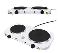 1000W & 1500W Portable Hot Plate Hob Electric Stove Electric Double Burner with 5 Adjustable Temperature Levels, Heating Plate for Kitchen Camping RV, Coal Burner & More, Easy Clean
