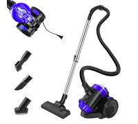 1000W Cylinder Vacuum Cleaner Bagless 3000Pa Powerful Vacuum Cleaner, 1.5L Dust Cup, 4m Power Cord Auto Rewind, Crevice Tool, Brush Heads for Home, Office, Car Cleaning